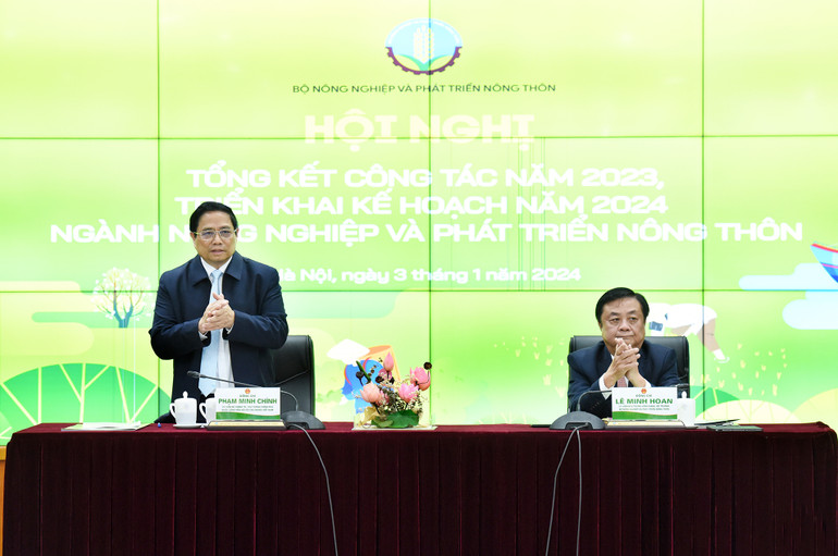 Thủ tướng Phạm Minh Chính dự hội nghị tổng kết năm 2023, triển khai nhiệm vụ năm 2024 của ngành Nông nghiệp và Phát triển nông thôn do Bộ Nông nghiệp và Phát triển nông thôn tổ chức.