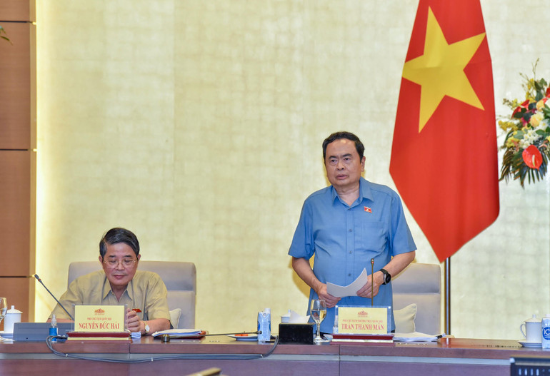 Phó Chủ tịch Thường trực Quốc hội Trần Thanh Mẫn phát biểu tại cuộc họp. (Ảnh: Duy Linh) Phó Chủ tịch Thường trực Quốc hội Trần Thanh Mẫn phát biểu tại cuộc họp. (Ảnh: Duy Linh)