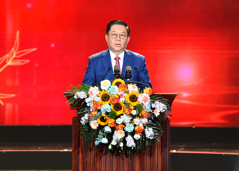 Trưởng Ban Tuyên giáo Trung ương Nguyễn Trọng Nghĩa phát biểu tại chương trình. (Ảnh: Thủy Nguyên)