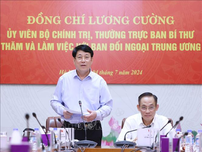Thường trực Ban Bí thư Lương Cường phát biểu chỉ đạo buổi làm việc. Ảnh: TTXVN Thường trực Ban Bí thư Lương Cường phát biểu chỉ đạo buổi làm việc. Ảnh: TTXVN