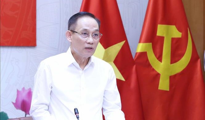 Đồng chí Lê Hoài Trung, Bí thư Trung ương Đảng, Trưởng Ban Đối ngoại Trung ương phát biểu tại buổi làm việc. Ảnh: TTXVN. Đồng chí Lê Hoài Trung, Bí thư Trung ương Đảng, Trưởng Ban Đối ngoại Trung ương phát biểu tại buổi làm việc. Ảnh: TTXVN.