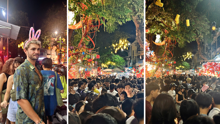 Nhiều vị khách nước ngoài rất thích thú với không khí vui tươi, nhộn nhịp khi đón Trung thu của người địa phương nên quyết định không chỉ "hòa nhập" mà còn "hòa tan" trong đám đông để tận hưởng không khí này. Nhiều vị khách nước ngoài rất thích thú với không khí vui tươi, nhộn nhịp khi đón Trung thu của người địa phương nên quyết định không chỉ "hòa nhập" mà còn "hòa tan" trong đám đông để tận hưởng không khí này.