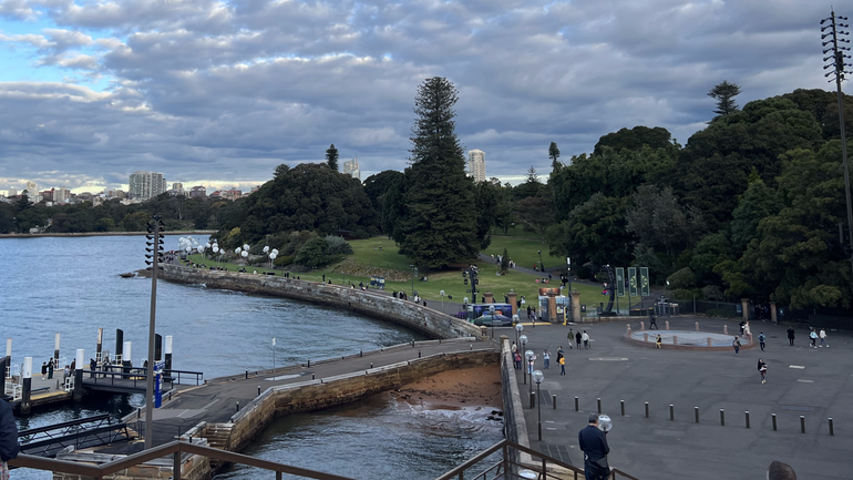 Lối vào nhà hát Opera Sydney từ vườn bách thảo Hoàng gia.
