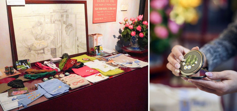 Nét giản đơn mà thanh lịch trong những sản phẩm thêu được trưng bày.