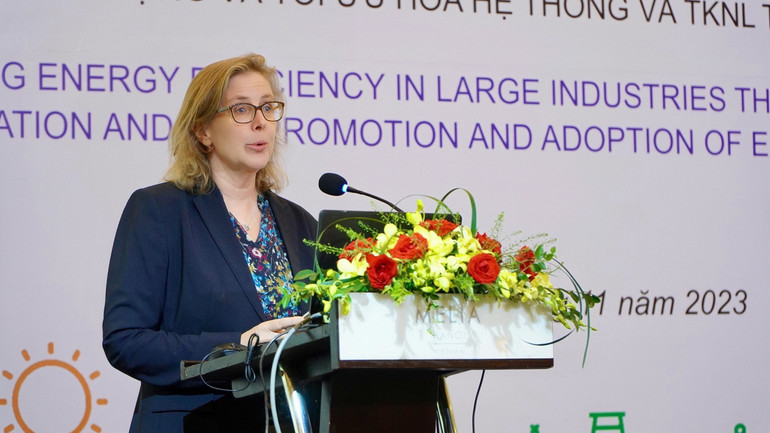 Bà Kristina Bünde, Trưởng Ban Hợp tác, Phái đoàn Liên minh châu Âu tại Việt Nam chia sẻ tại sự kiện. Bà Kristina Bünde, Trưởng Ban Hợp tác, Phái đoàn Liên minh châu Âu tại Việt Nam chia sẻ tại sự kiện.