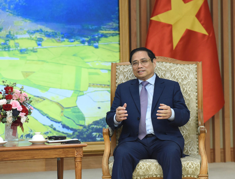 Thủ tướng Phạm Minh Chính phát biểu tại buổi tiếp.