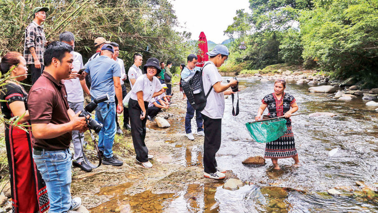 Du khách trải nghiệm xúc cá tại suối cùng đồng bào các dân tộc ở A Lưới. Du khách trải nghiệm xúc cá tại suối cùng đồng bào các dân tộc ở A Lưới.