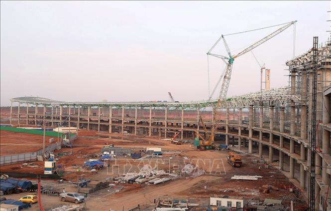 Nhà thầu đã hoàn thành toàn bộ phần kết cấu bê tông cốt thép cột, dầm sàn nhà ga hành khách.