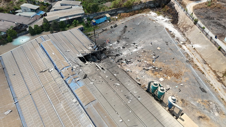 Hiện trường vụ nổ lò hơi tại Công ty Bình Minh khiến 6 người chết.