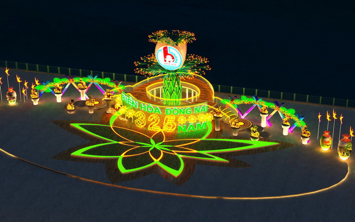 Mô phỏng một góc hạng mục Sự kiện con đường ánh sáng tại phố đi bộ Nguyễn Văn Trị.