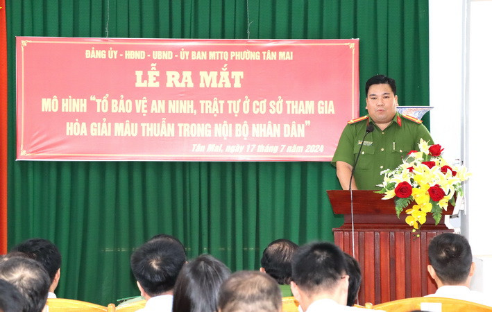 Trung tá Nguyễn Thành Trung, Trưởng Công an phường Tân Mai cho biết, địa phương nỗ lực để triển khai có hiệu quả cao mô hình đầu tiên của tỉnh Đồng Nai.