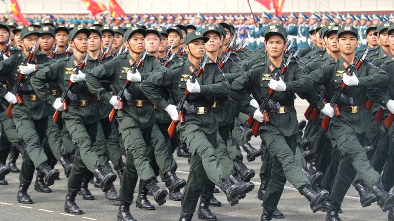 Khối Cảnh sát cơ động tham gia tổng hợp luyện.