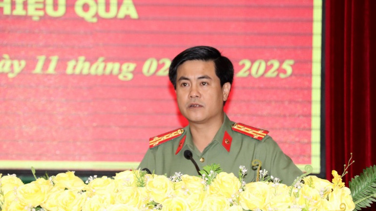 Đại tá Nguyễn Đức Hải, Giám đốc Công an tỉnh Đồng Nai phát biểu tại buổi lễ.