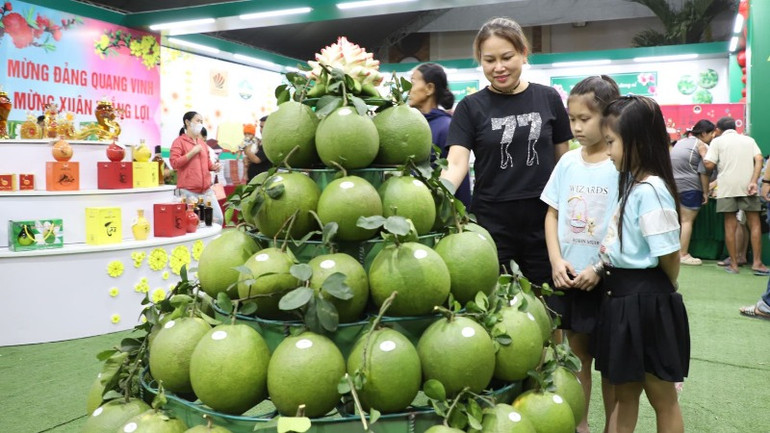 Người dân tham quan gian hàng trưng bày tại lễ hội.