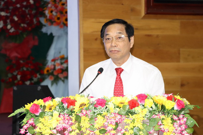 Phó Chủ tịch Ủy ban nhân dân tỉnh Đồng Nai Võ Văn Phí phát biểu tại buổi họp mặt.