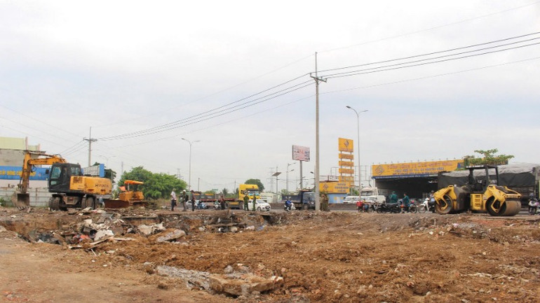 Mặt bằng sau khi được tiếp nhận được san ủi trong ngày 22/2.