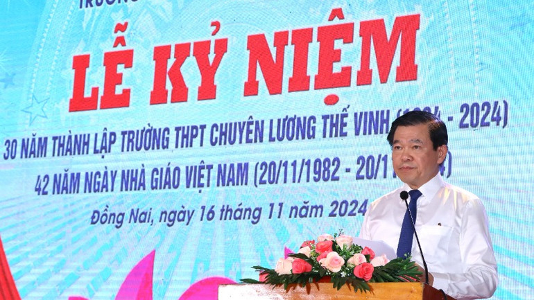 Bí thư Tỉnh ủy Đồng Nai Nguyễn Hồng Lĩnh phát biểu tại buổi lễ.