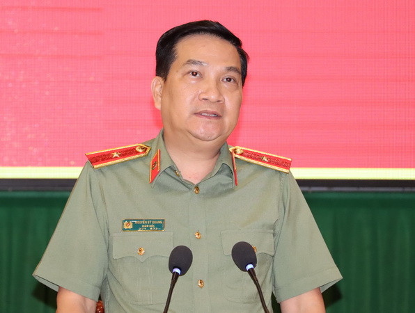 Thiếu tướng Nguyễn Sỹ Quang, Giám đốc Công an tỉnh Đồng Nai phát biểu tại buổi đối thoại.