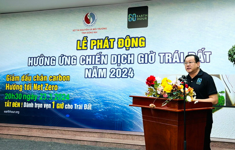 Giám đốc Sở Tài nguyên và Môi trường Đồng Nai Đặng Minh Đức phát biểu tại Lễ phát động.