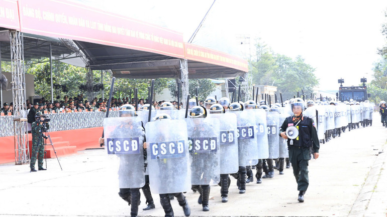 Lực lượng Cảnh sát cơ động tham gia diễn tập khu vực phòng thủ tỉnh Đồng Nai năm 2024.