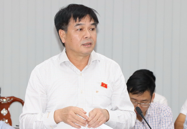 Phó Chủ nhiệm Ủy ban Tài chính, Ngân sách của Quốc hội Nguyễn Hữu Toàn phát biểu tại buổi giám sát.