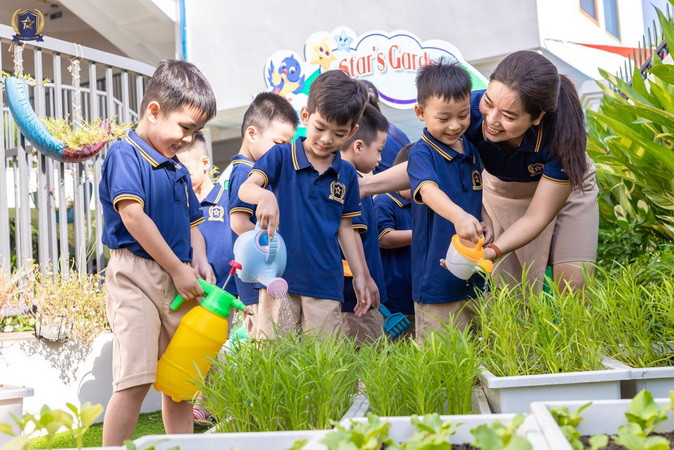 Trường mần non Ngôi Sao vừa được đầu tư khang trang, đưa vào hoạt động từ tháng 5/2024 từ 100% xã hội hóa.