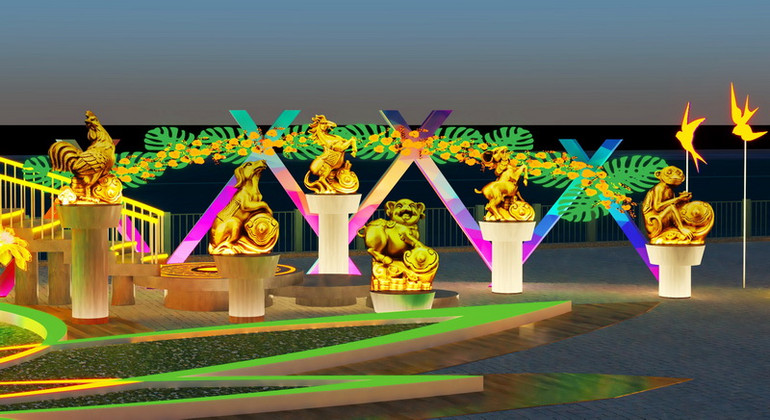 Mô phỏng một góc hạng mục Sự kiện con đường ánh sáng tại phố đi bộ Nguyễn Văn Trị.