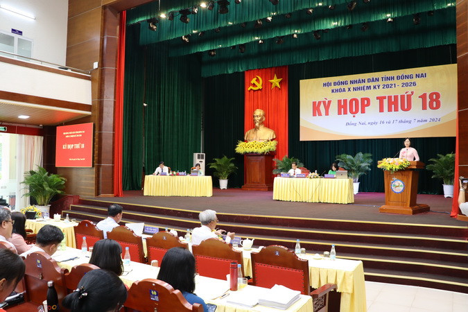 Phó Chủ tịch UBND tỉnh Đồng Nai Nguyễn Thị Hoàng trả lời chất vấn tại kỳ họp giữa năm của HĐND tỉnh.