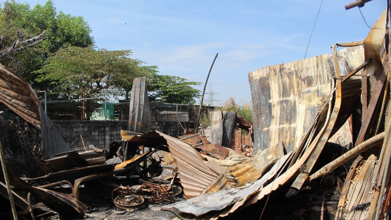 Vụ cháy đã thiêu rụi căn nhà cấp 4 ở phường Hiệp Hòa, thành phố Biên Hòa.
