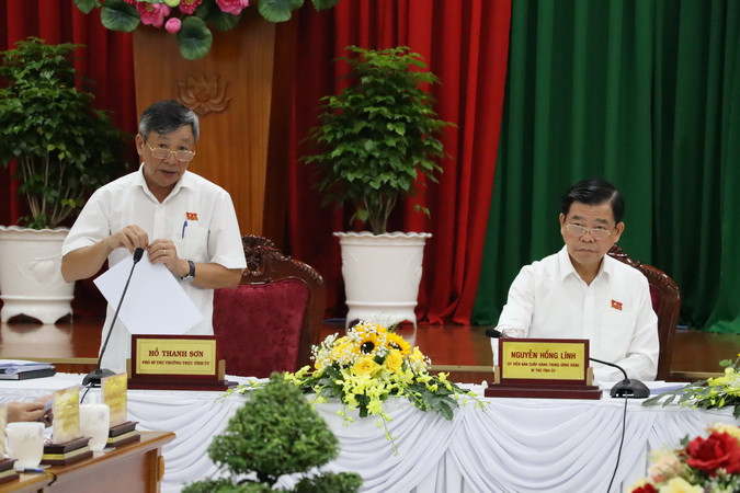 Phó Bí thư Thường trực Tỉnh ủy Đồng Nai Hồ Thanh Sơn phát biểu tại hội nghị.