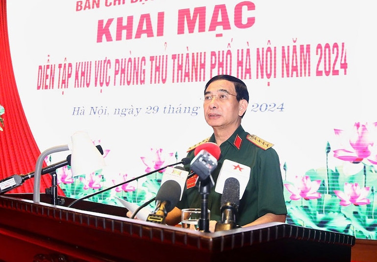 Đại tướng Phan Văn Giang phát biểu khai mạc. (Ảnh: Viết Thành)