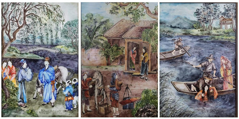 Tranh Kiều Pháp lam độc bản -0