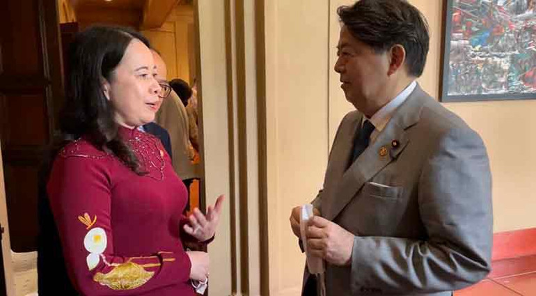 Phó Chủ tịch nước Võ Thi Ánh Xuân gặp Bộ trưởng Ngoại giao Nhật Bản Hayashi Yoshimasa. Phó Chủ tịch nước Võ Thị Ánh Xuân hội kiến Tổng thống Philippines -0
