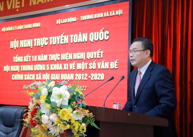 TS Lê Văn Thanh, Thứ trưởng Lao động-Thương binh và Xã hội phát biểu tại Hội nghị. (Ảnh: ANH ĐỨC)