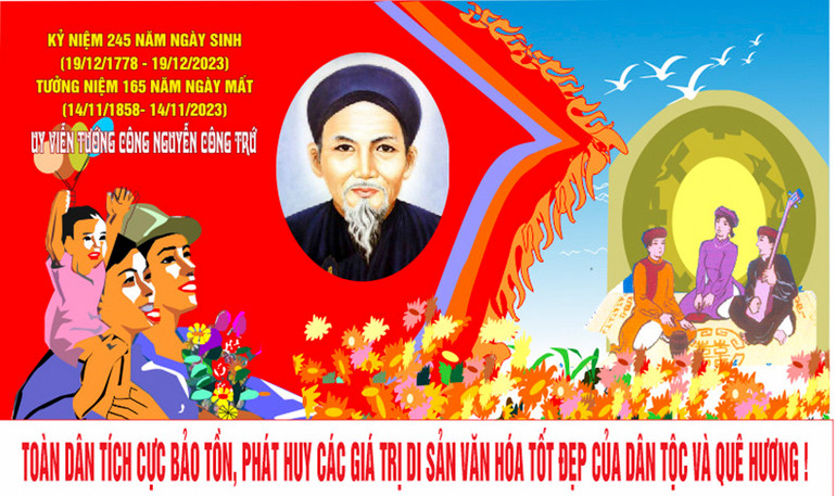 Tranh cổ động kỷ niệm 245 năm Ngày sinh và tưởng niệm 165 năm Ngày mất Uy viễn tướng công Nguyễn Công Trứ.