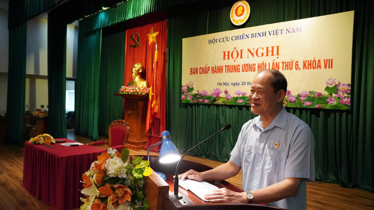 Chủ tịch Hội Cựu chiến binh Việt Nam, Thượng tướng Bế Xuân Trường phát biểu khai mạc hội nghị.