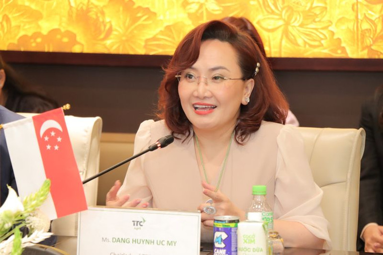 Bà Đặng Huỳnh Ức My - Chủ tịch AgriS khẳng định cam kết đưa nông sản Việt vươn tầm quốc tế thông qua chiến lược tích hợp tài chính-công nghệ-thương mại-nông nghiệp.