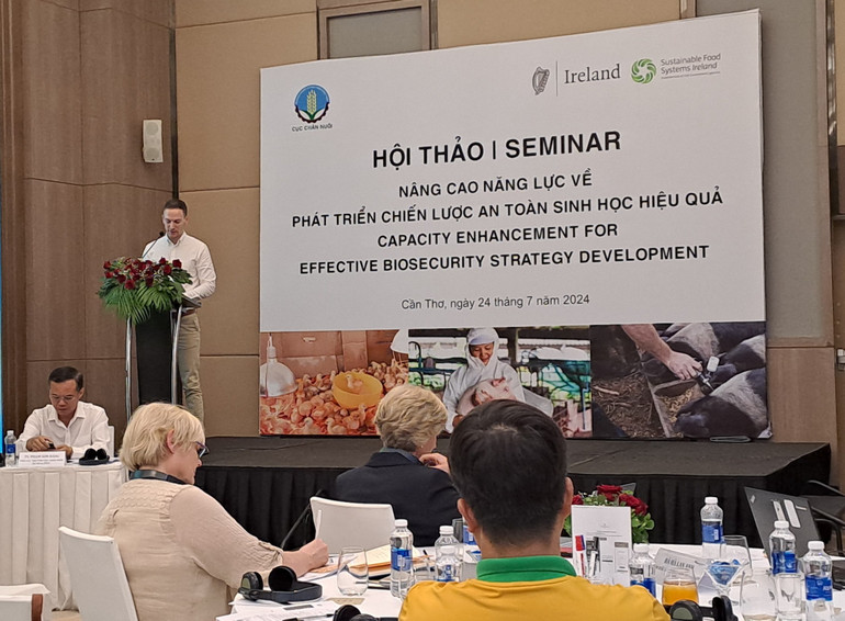 Ông Conor Finn - Phó đại sứ Cộng hòa Ireland, phát biểu tại hội thảo.