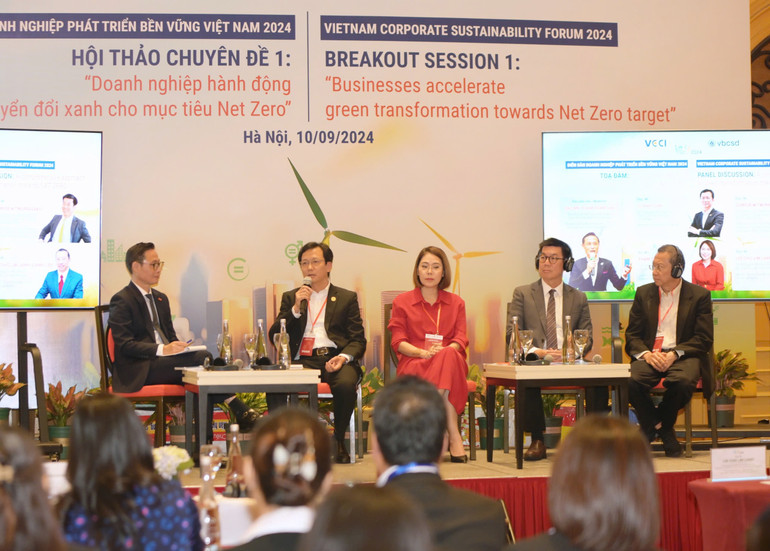 Phiên hội thảo với chủ đề “Doanh nghiệp hành động chuyển đổi xanh cho mục tiêu Net Zero” diễn ra sáng 10/9.