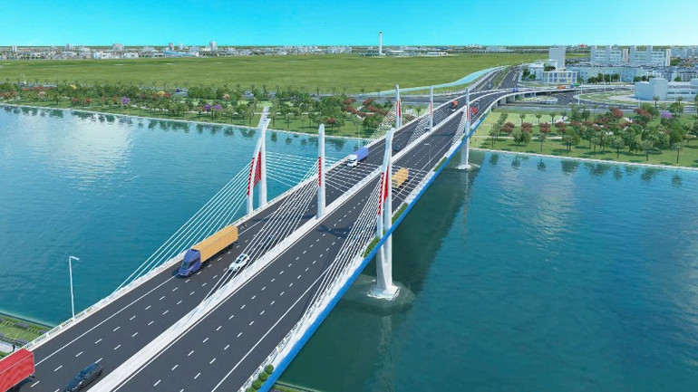 Phối cảnh cầu Hải Thành vượt sông Lạch Tray sẽ được xây dựng.