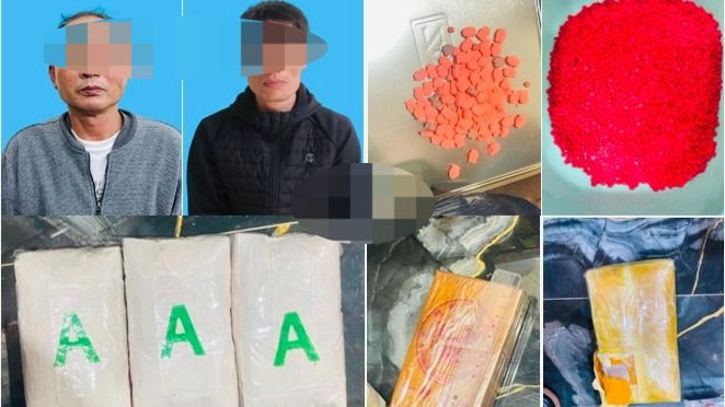 Các đối tượng cùng tang vật ma túy bị Công an Hải Phòng bắt giữ.