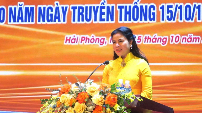Giám đốc Sở Văn hóa-Thể thao Hải Phòng phát biểu tại lễ kỷ niệm.