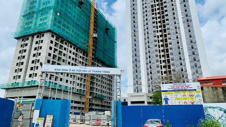 Khu nhà ở xã hội tại số 384 Lê Thánh Tông đang hoàn thiện chuẩn bị bàn giao cho khách hàng.