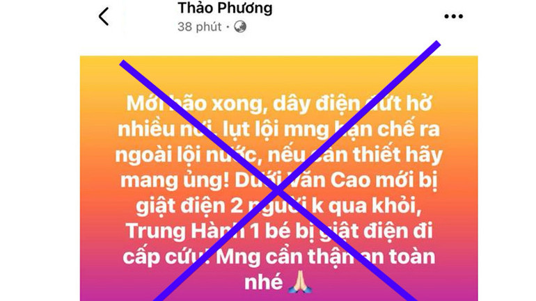 Tin giả được chia sẻ trên Facebook.