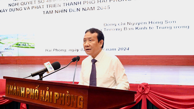 Phó Trưởng Ban Kinh tế Trung ương Nguyễn Hồng Sơn phát biểu tại hội nghị sơ kết.