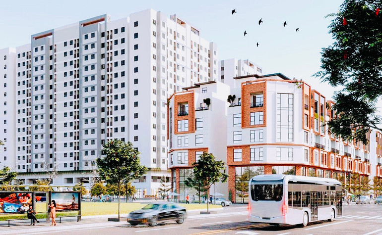 Phối cảnh khu nhà ở xã hội tại Tổng kho 3 Lạc Viên.