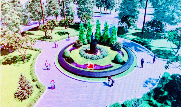 Phối cảnh tác phẩm điêu khắc dự kiến đặt tại vườn hoa Nguyễn Bỉnh Khiêm (Hải Phòng).