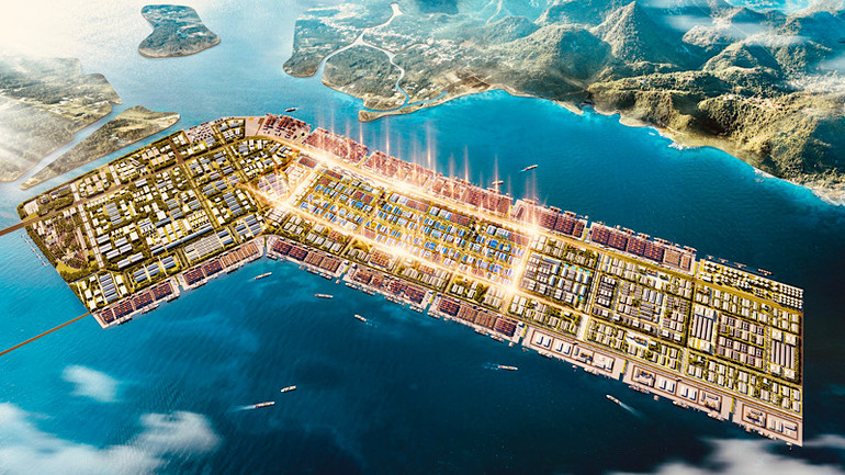 Phối cảnh Khu phi thuế quan Xuân Cầu đang được xây dựng tại Lạch Huyện (Hải Phòng).