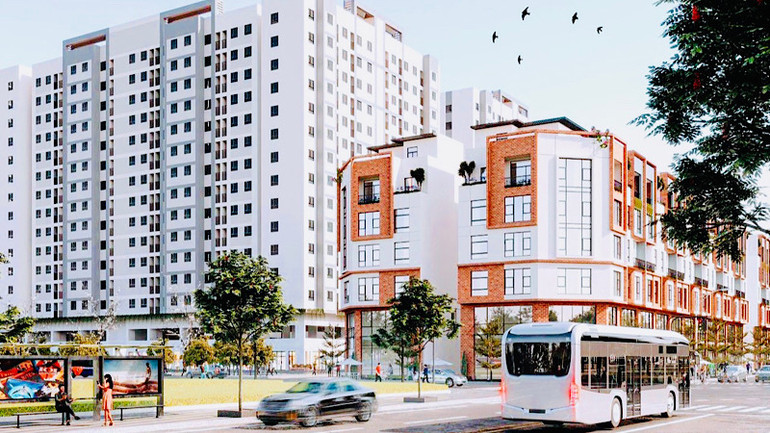 Khu nhà ở xã hội đang được triển khai xây dựng tại Tổng kho 3 Lạc Viên.