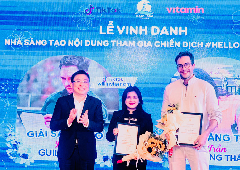 Tổng kết chiến dịch #Hellohaiphong trên nền tảng Tiktok và trao giải Sáng tạo tặng 2 tác giả.